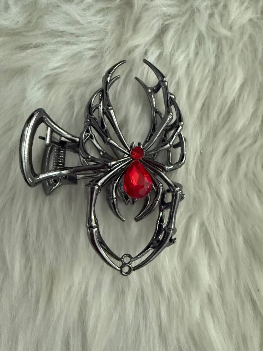 Nicole Miller Titanium Black Spider with Red Stone Hair Clip
